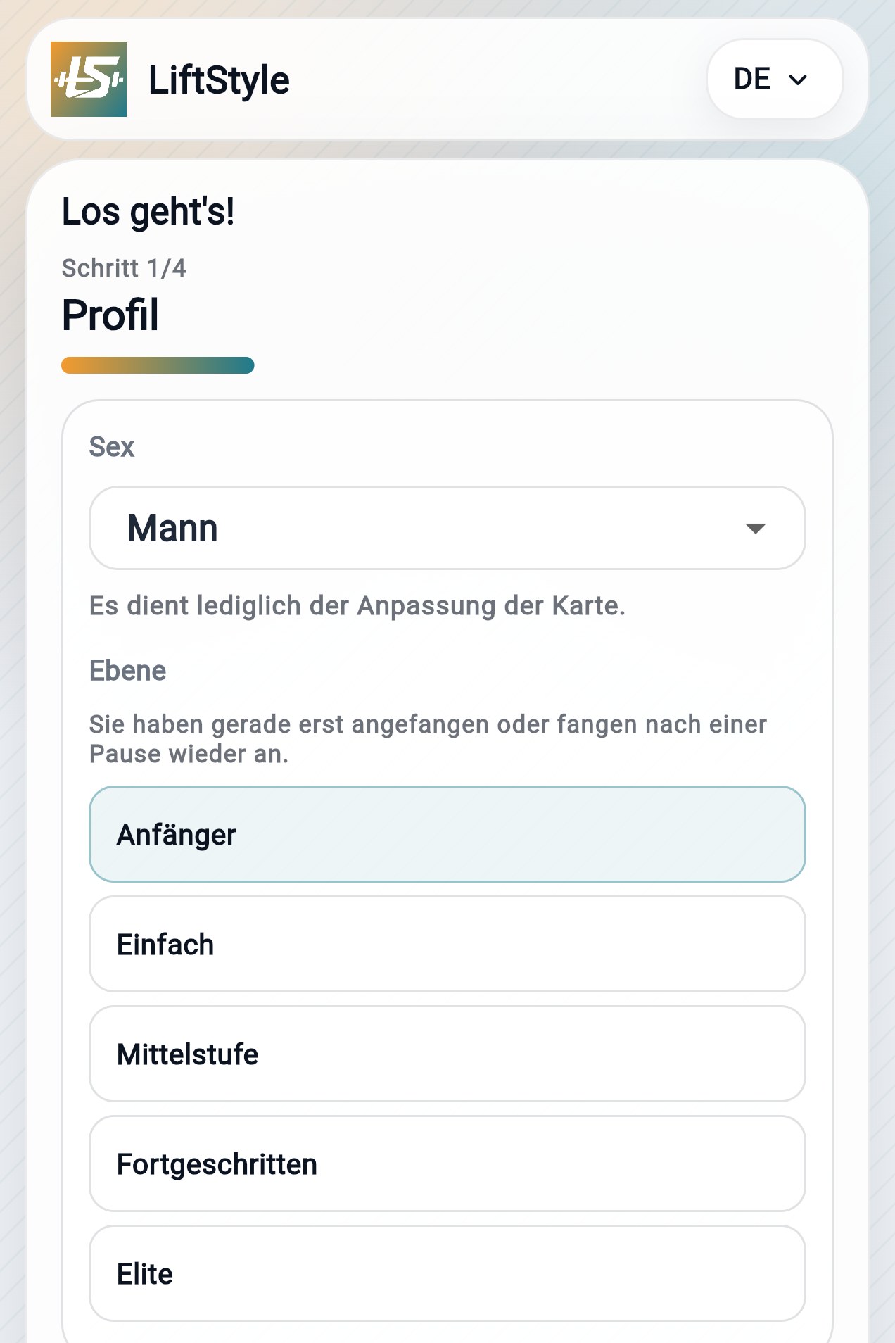 Schritt 1: Profil