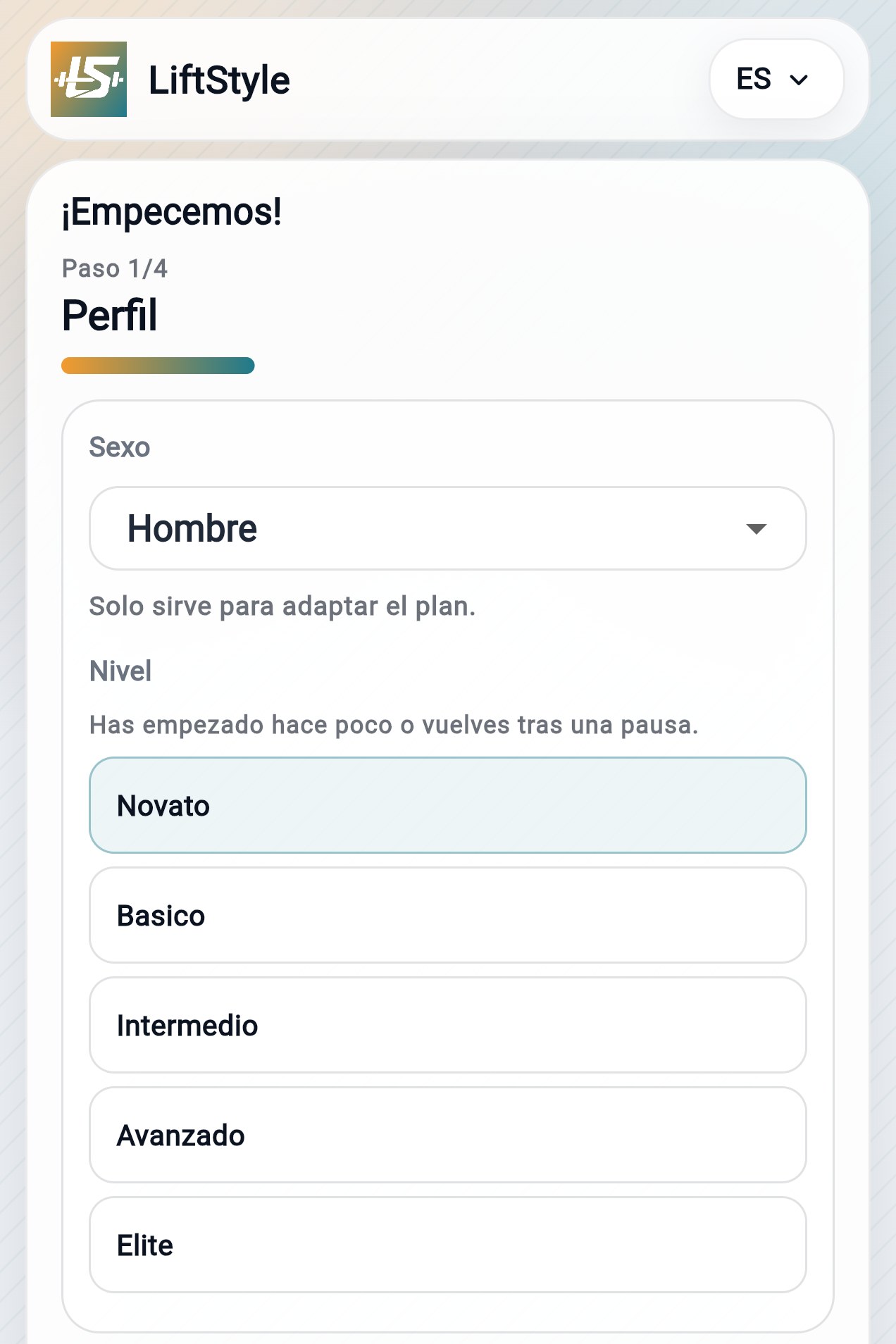 Paso 1: Perfil