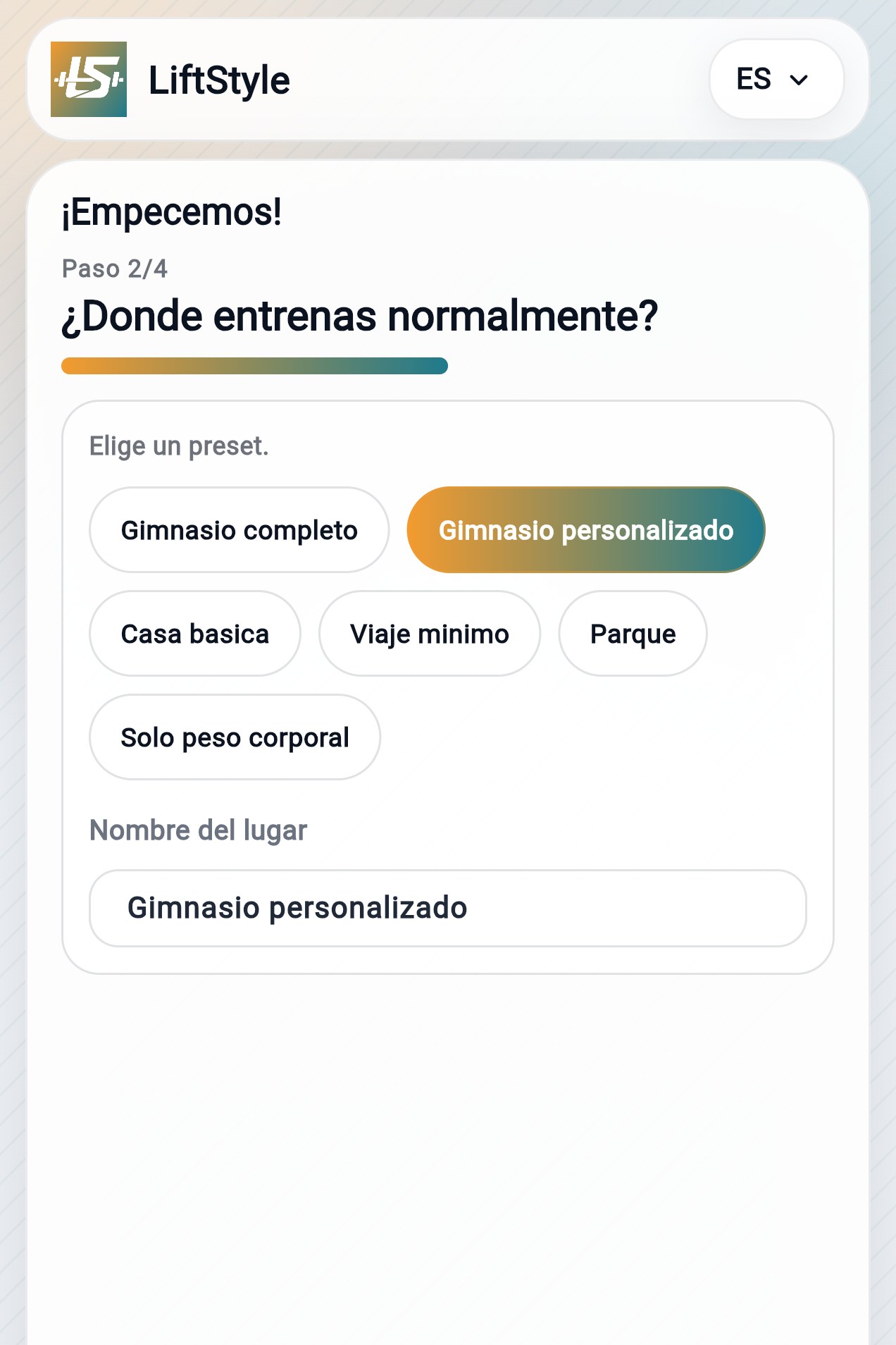 Paso 2: Lugar