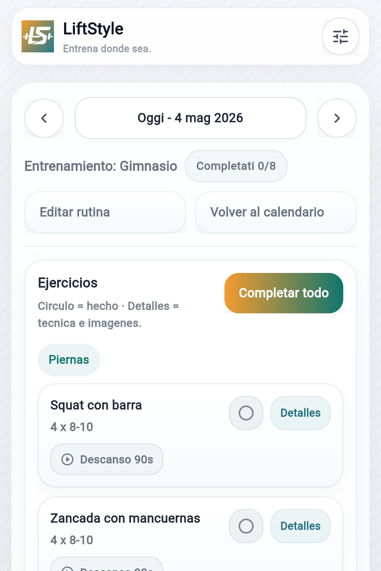 Ejercicios a seguir