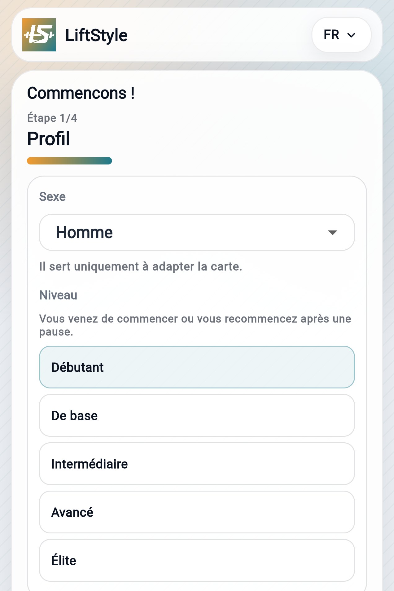 Étape 1 : Profil
