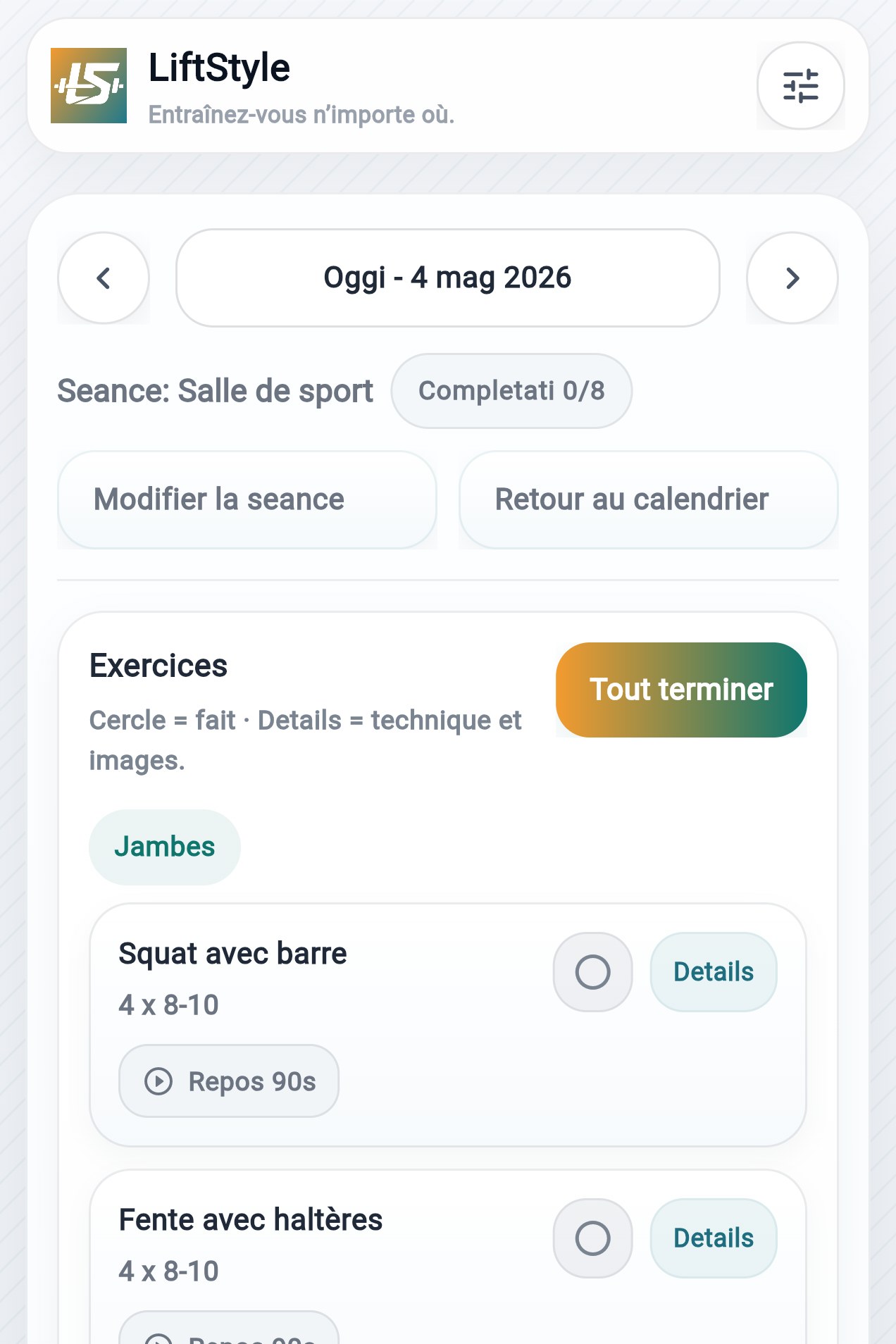Exercices à suivre
