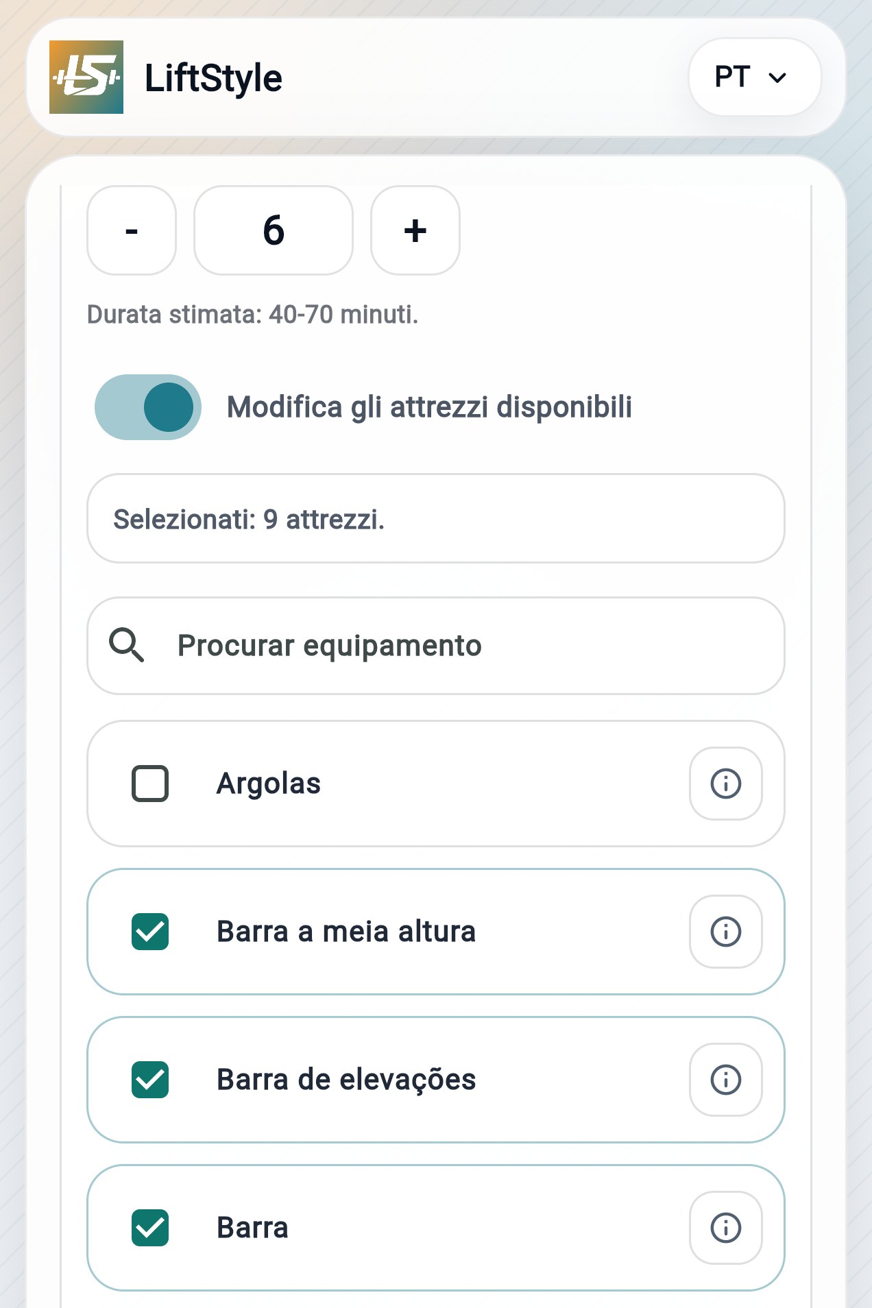 Passo 3: Equipamento