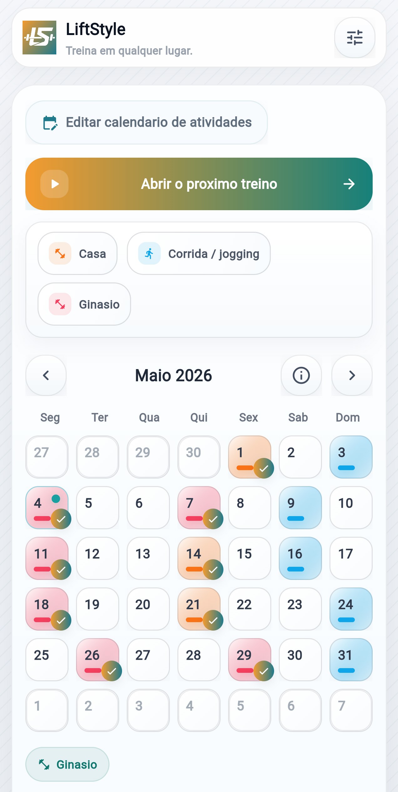 Calendario da LiftStyle
